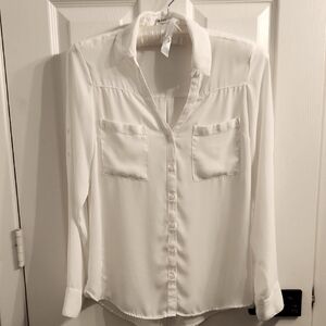 Express White Long Sleeve Button Down Shirt